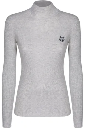 Maison Kitsuné Gray Fox Head High Neck Sweater