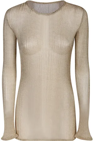 SAPIO Ribbed Jersey Gold Crewneck Top