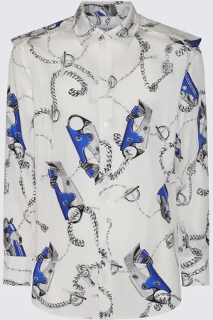 Burberry White And Blue Silk Shirt