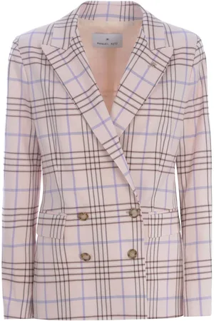 Manuel Ritz Double-breasted Jacket check Viscose Blend