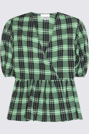 Ganni Green And Black Cotton Blend Shirt