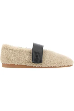 Low Classic Beige Teddy Mary Jane Ballerinas