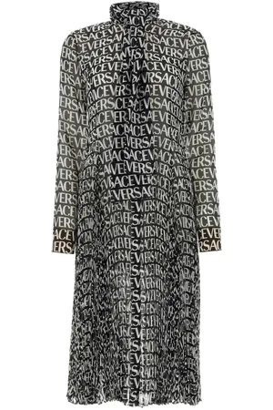 VERSACE Printed Crepe Shirt Dress