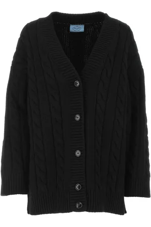 Prada Black Wool Blend Oversize Cardigan