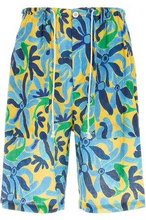 Marni Printed Linen Blend Bermuda Shorts