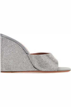 Amina Muaddi Embellished Satin Lupita Mules
