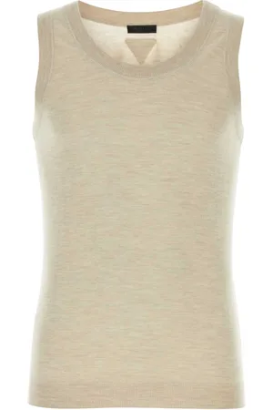 Prada Melange Sand Cashmere Tank Top