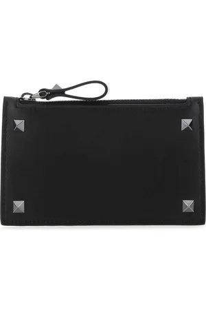 VALENTINO GARAVANI Black Leather Rockstud Card Holder