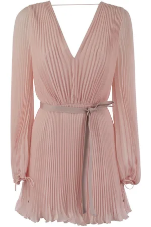 Max Mara V-neck Pleated Mini Dress