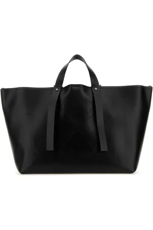 OFF-WHITE Black Leather Big Day Off Shopping Bag