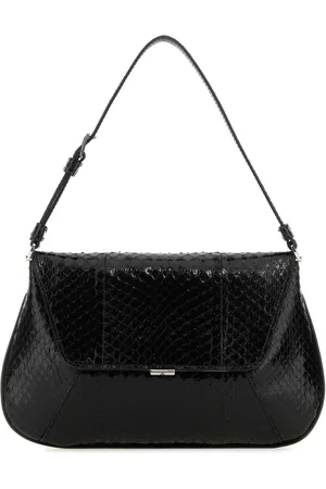 Amina Muaddi Black Leather Ami Handbag