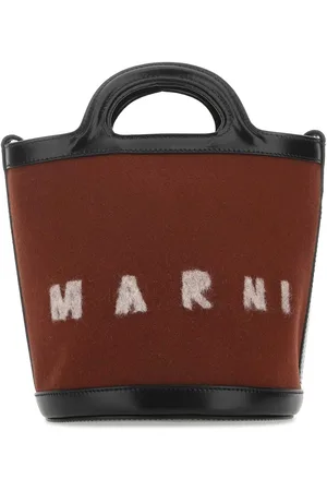 Marni Two-tone Felt And Leather Tropicalia Bucket Bag