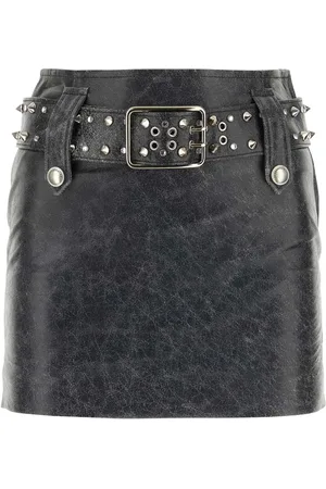 Alessandra Rich Grey Leather Mini Skirt