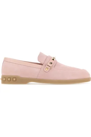 VALENTINO GARAVANI Pastel Pink Suede Leisure Flows Loafers