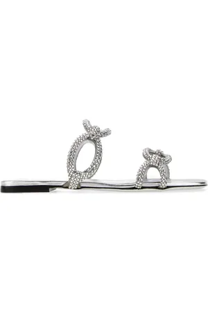 VALENTINO GARAVANI Silver Rhinestones Chain 1967 Slippers