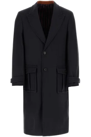 Etro Dark Blue Wool Blend Coat