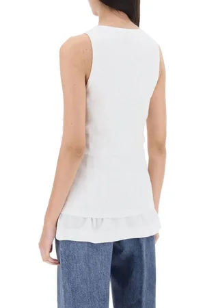 Bottega Veneta Double-layered Ribbed Tank Top With Crystals And Sequins