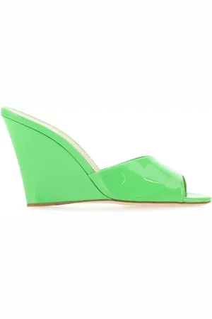 PARIS TEXAS Green Leather Wanda Mules