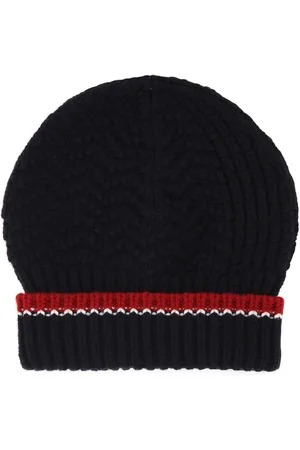 Thom Browne Navy Blue Wool Beanie Hat