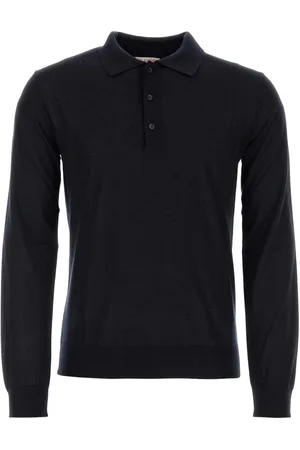 VALENTINO GARAVANI Midnight Blue Cashmere Blend Polo Shirt