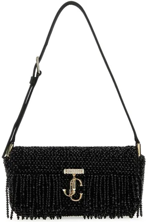 Jimmy Choo Black Satin Mini Avenue Shoulder Bag