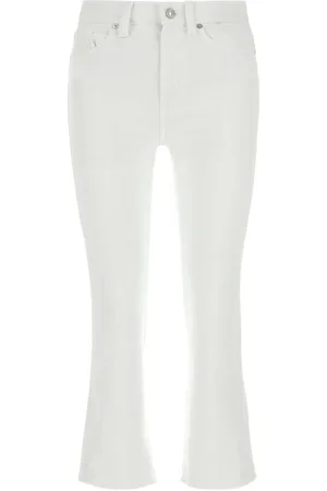7 for all Mankind White Stretch Denim Logan Stovepipe Jeans
