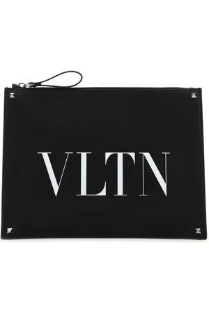 VALENTINO GARAVANI Black Leather Vltn Clutch