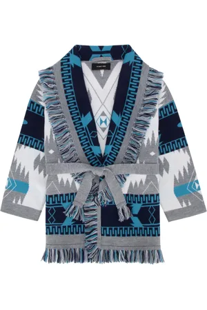 Alanui Icon Jacquard Cardigan White Ice Cloud