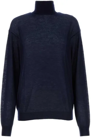 Prada Navy Blue Cashmere See-through Sweater