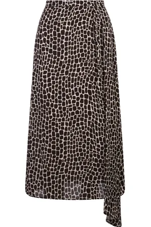 Msgm Asymmetrical Long Skirt With Animalier Print