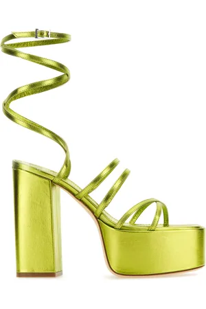 PARIS TEXAS Green Leather Evita Sandals