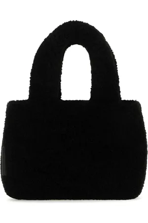 Amina Muaddi Black Shearling Amini Giuly Handbag