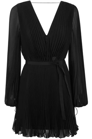 Max Mara V-neck Pleated Mini Dress