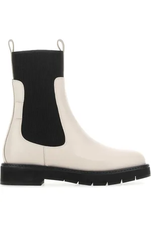 Salvatore Ferragamo Ivory Leather Rook Ankle Boots