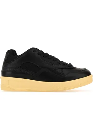 Jil Sander Black Leather And Fabric Basket Sneakers