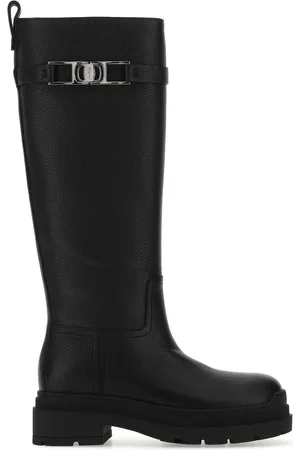 Salvatore Ferragamo Black Leather Ryder Boots
