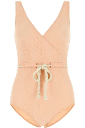 Lisa Marie Fernandez Light Pink Stretch Seersucker Yasmin Swimsuit