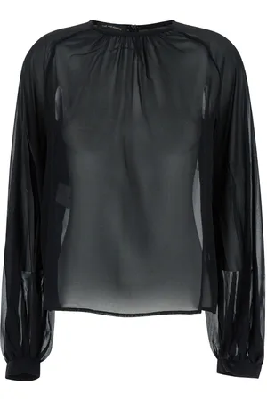 The Andamane Blouse With Crew Neck In Stretch Silk Woman