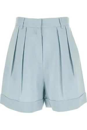 The Andamane Light Blue Shorts With Pinces In Linen Blend Woman