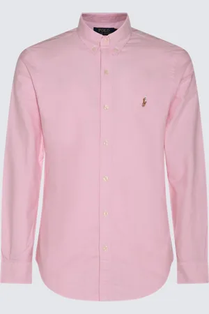 Camisa manga larga para hombre color blanco y rosado