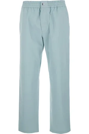 Maison Kitsuné Light Blue Straight Pants In Cotton Man