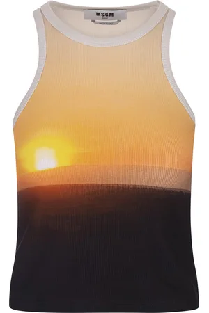 Msgm Ribbed Sleeveless Top With Print