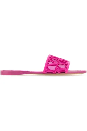 VALENTINO GARAVANI Toile Iconographe And Mesh Slippers