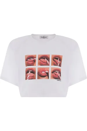 Fiorucci Crop T-shirt mouth Made Of Cotton