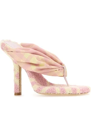 Burberry Printed Fabric Pool Check Thong Mules