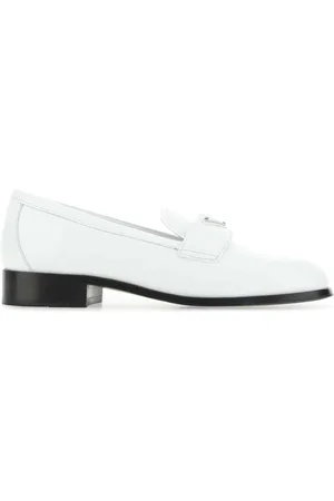 Prada White Leather Loafers