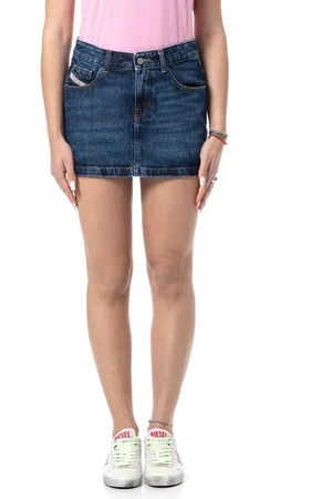 Diesel De-ron Whiskering Effect Denim Mini Skirt