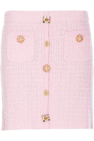 Self-Portrait Jewel Button Knitted Mini Skirt
