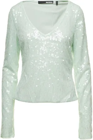 ROTATE Long Sleeve Top With All-over Sequins In Recycled Fabric Woman