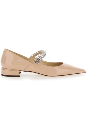 Jimmy Choo Beige Sabot With Rhinestone And Low Heel In Patent Leather Woman